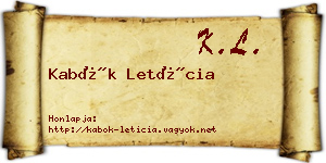 Kabók Letícia névjegykártya
